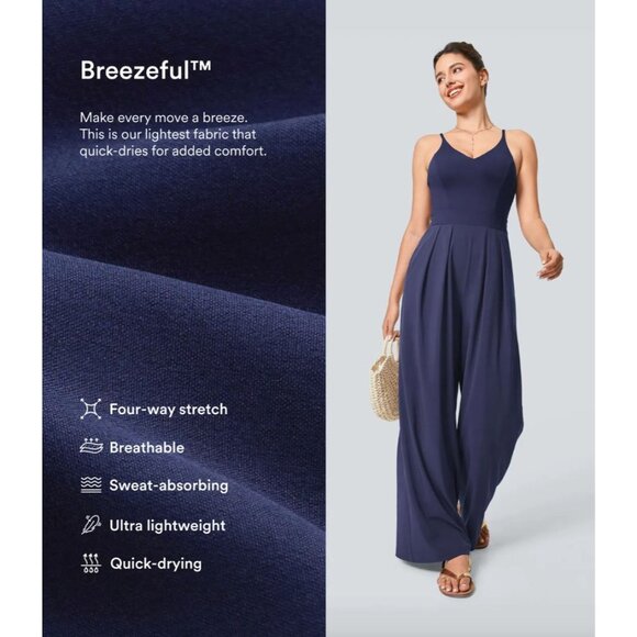 NEW Halara Womens Medium Breezeful Backless Wide Leg Quick Dry Jumpsuit - Picture 4 of 13